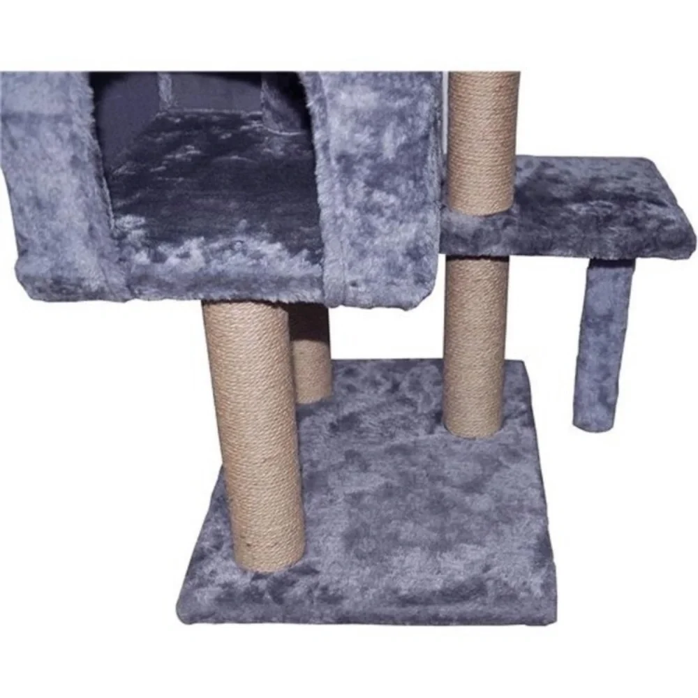 WIKI Cat Tower Furniture Jute-Covered Scratching Posts with a Ball Activity,Grey